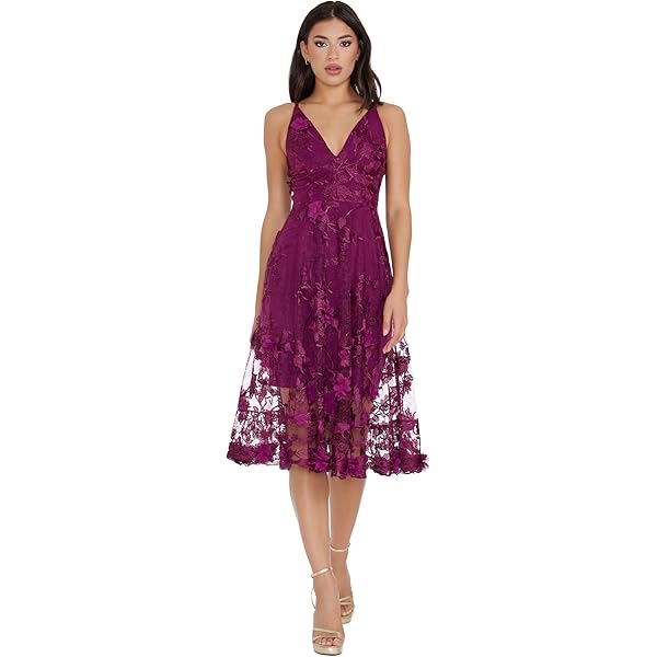 Amazon.com: Dress the Population Women's Blair Plunging Fit and Flare Midi Dress  Dress, Navy/Nude, XXS : Clothing, Shoes & Jewelry