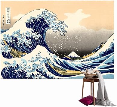 Amazon Com Cool Japanese Sea Wave Art Printing Tapestry Wall