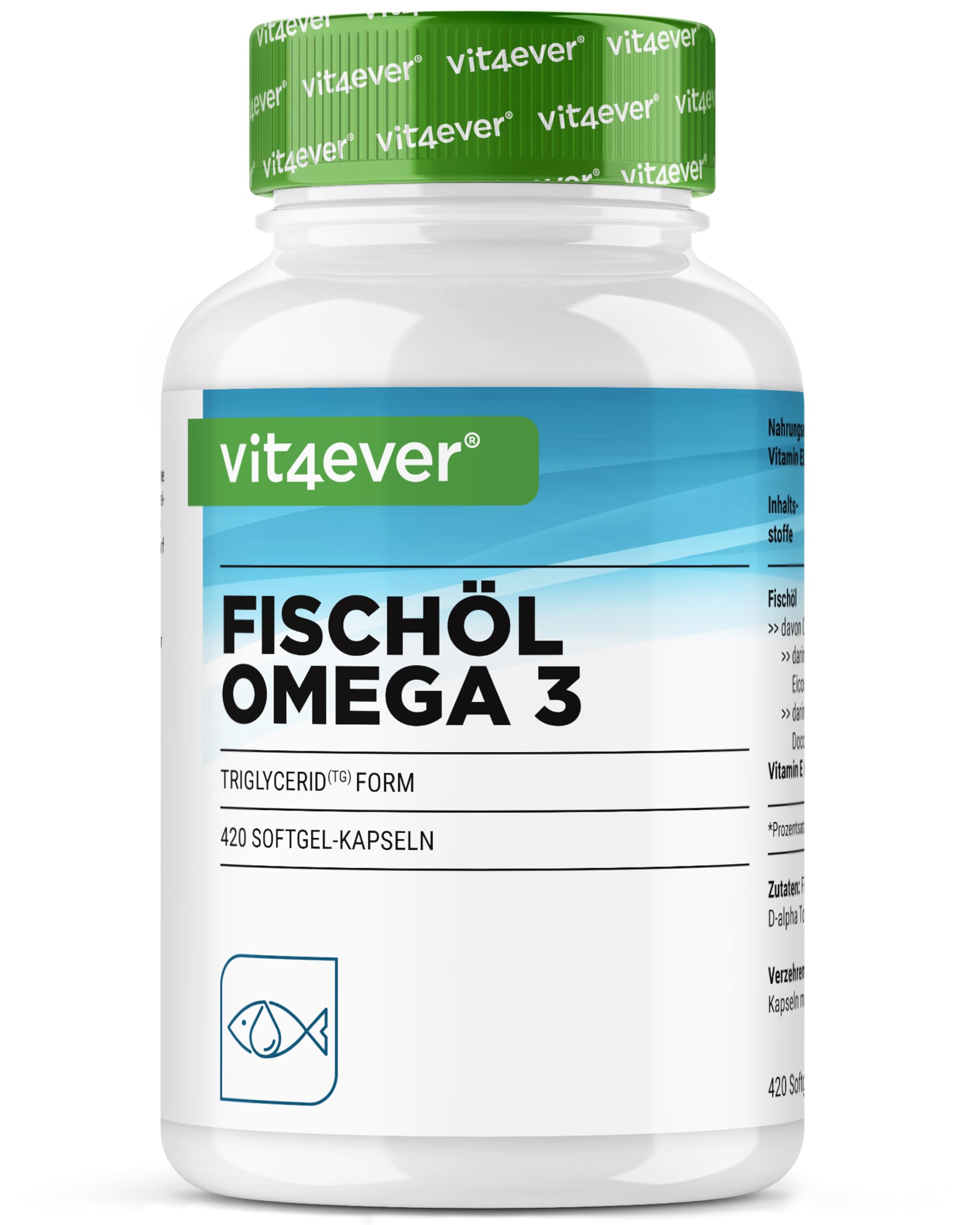 vit4ever Omega 3 Kapseln hochdosiert, 420 Kapseln