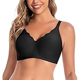 Hedya Flow Womens Seamless Bras No Underwire Supportive Wireless Push Up Full Coverage Bralette Comfort Scalloped T-Shirt Bra