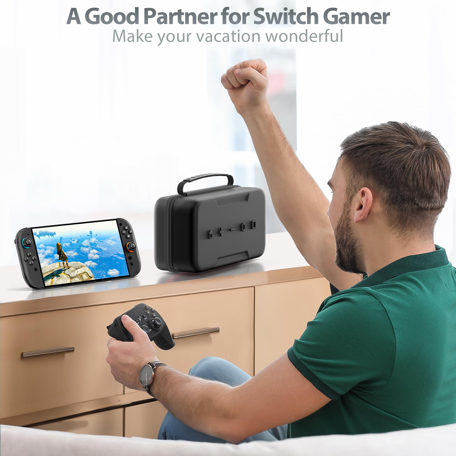Kytok Switch 2 Tasche kompatibel mit Nintendo 2 2025, große Switch 2 Hülle für 28 Spielkarten, Switch 2 Reisetasche für Switch Zubehörsets, Switch 2 Case Schwarz 6