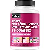 BioSchwartz Biotin Collagen Keratin Supplement - Hair Vitamins for Women - 10000mcg Biotin with Hyaluronic Acid & B Complex - Non-GMO 60 Capsules Beauty Supplement - Hair and Nails Vitamins for Women