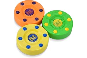 ACE HOCKEY Roller Hockey Pucks – 3-Pack, 3" Regulation Size – Indoor/Outdoor Practice for Asphalt, Concrete & Sport Court – Smooth Gliding Puck for Street, Inline & DEK Hockey – Bright Citrus Colors