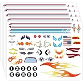 OCQOTAT 5PCS Derby Car Sticker Set, Racing Numbers Flags Lights Stripes | Peel &amp; Stick Car Stickers for Derby Supplies Cars, Cool Decorations &amp; Accessories; 8x6.3"; waterproof; 5 sheets