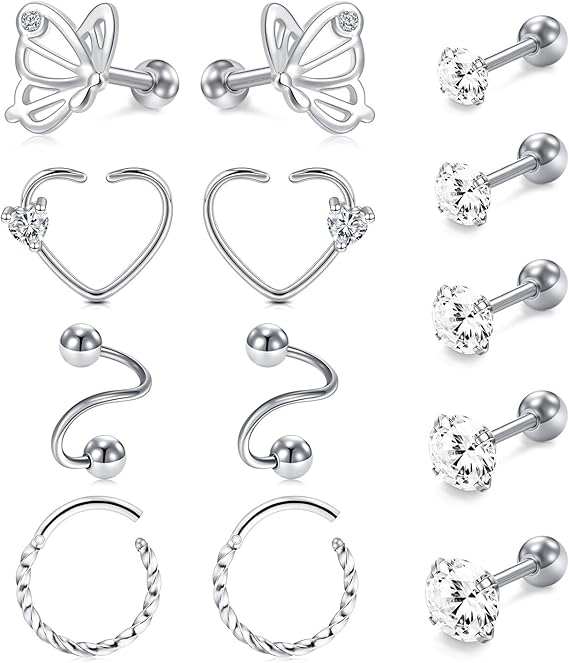 Amazon Anicina トラガス イヤリング 軟骨イヤリング フープ レディース メンズ ヘリックス スタッドピアス ボディジュエリー 軟骨ピアス ヘリックス トラガス ピアス ジュエリー ボディピアス 通販