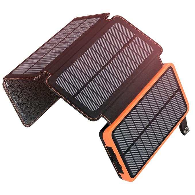Solar Charger 25000mAh ADDTOP Portable Solar Power Bank with Dual 2.1A
