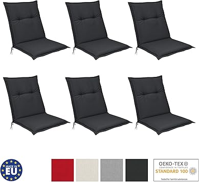 Beautissu 6er Set Niedriglehner Auflagen Set Base Nl 100x50x6cm Sitzkissen Ruckenkissen Stuhlkissen Fur Gartenstuhle Sitzpolster Graphit Grau Amazon De Kuche Haushalt