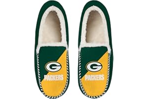 FOCO NFL Unisex-Adult Officially Licensed Color Block Primary Logo Sherpa Lined Moccasin Slippers