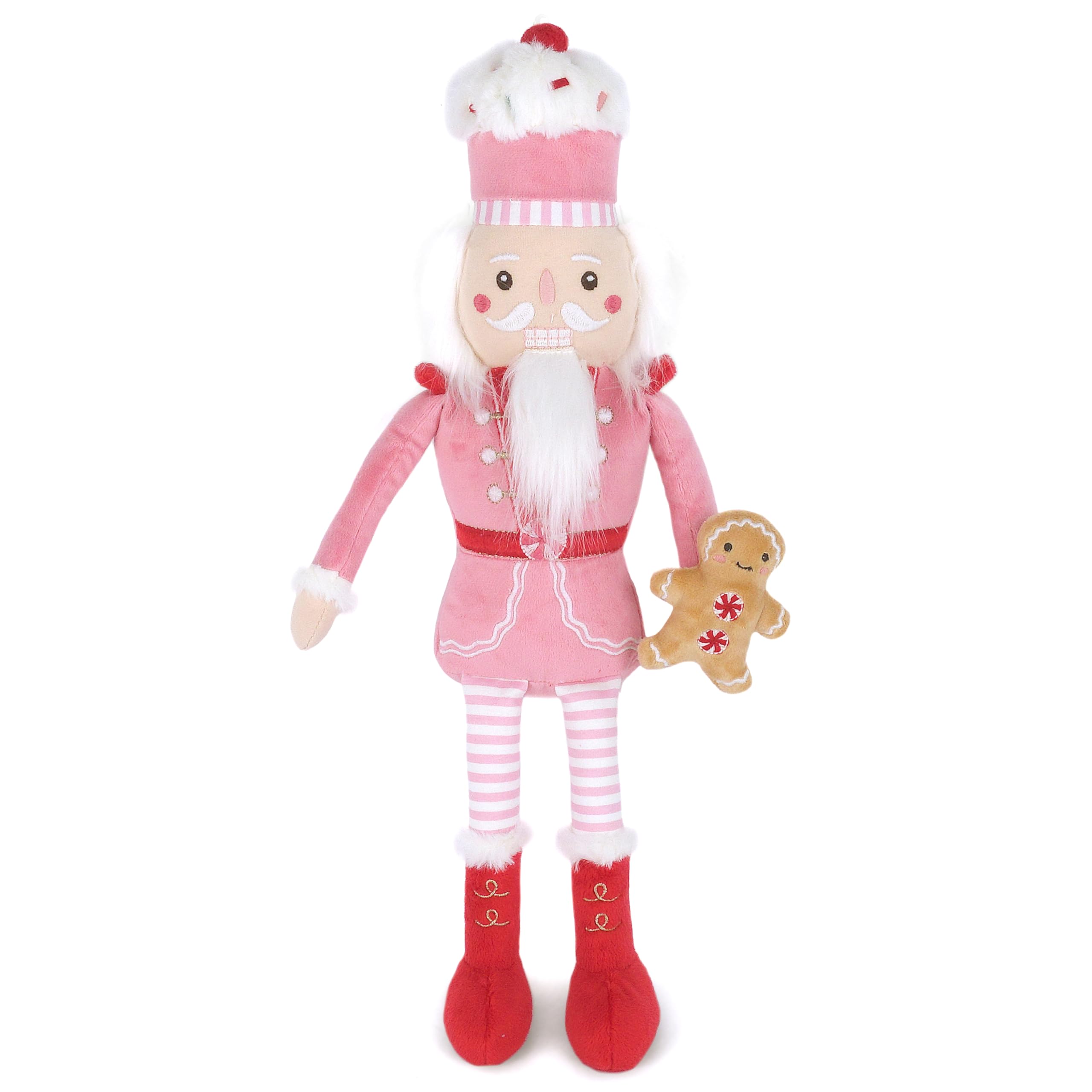 MON AMI Pink Gingerbread Nutcracker 18-Inch Stuffed Doll for Boys & Girls | Holiday Soldier Plush Toy | Christmas Mantel & Room Décor | Festive Collectible | Gift for All Ages