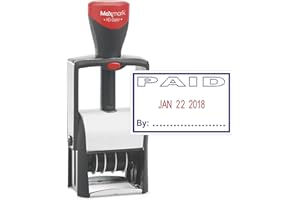 MaxMark Heavy Duty Self Inking Date Stamp with Phrase Paid - 2 Color Blue/Red Ink