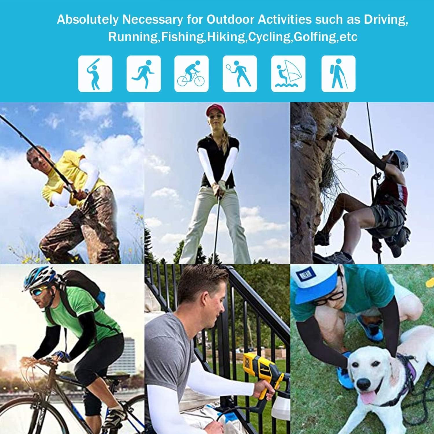 Arm Sleeves for Men Women Youth, Sun Protection Cooling UPF 50 Compression Arm Sleeve with Hand Cover Tattoo Cover Up Sleeves to Cover Arms for Elbow Basketball Running Cycling Golf Football-Black : Sports & Outdoors