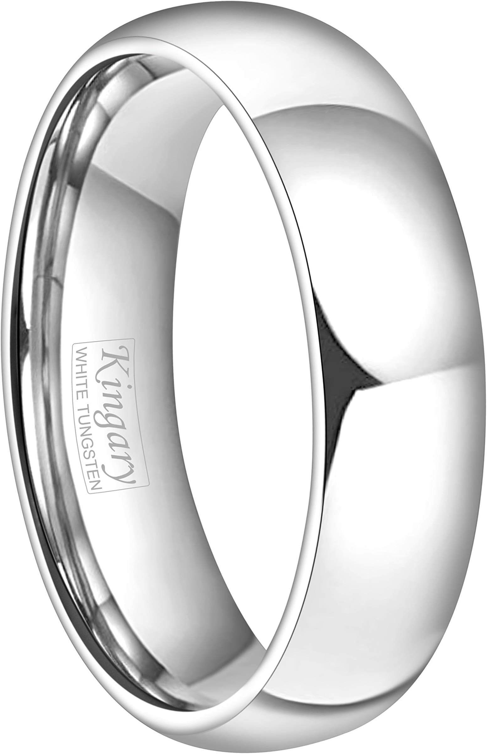 Kingary 2mm 4mm 6mm White Tungsten Couple Wedding Bands Rings Men Women Classic Domed Poished Size 3.5 to 16