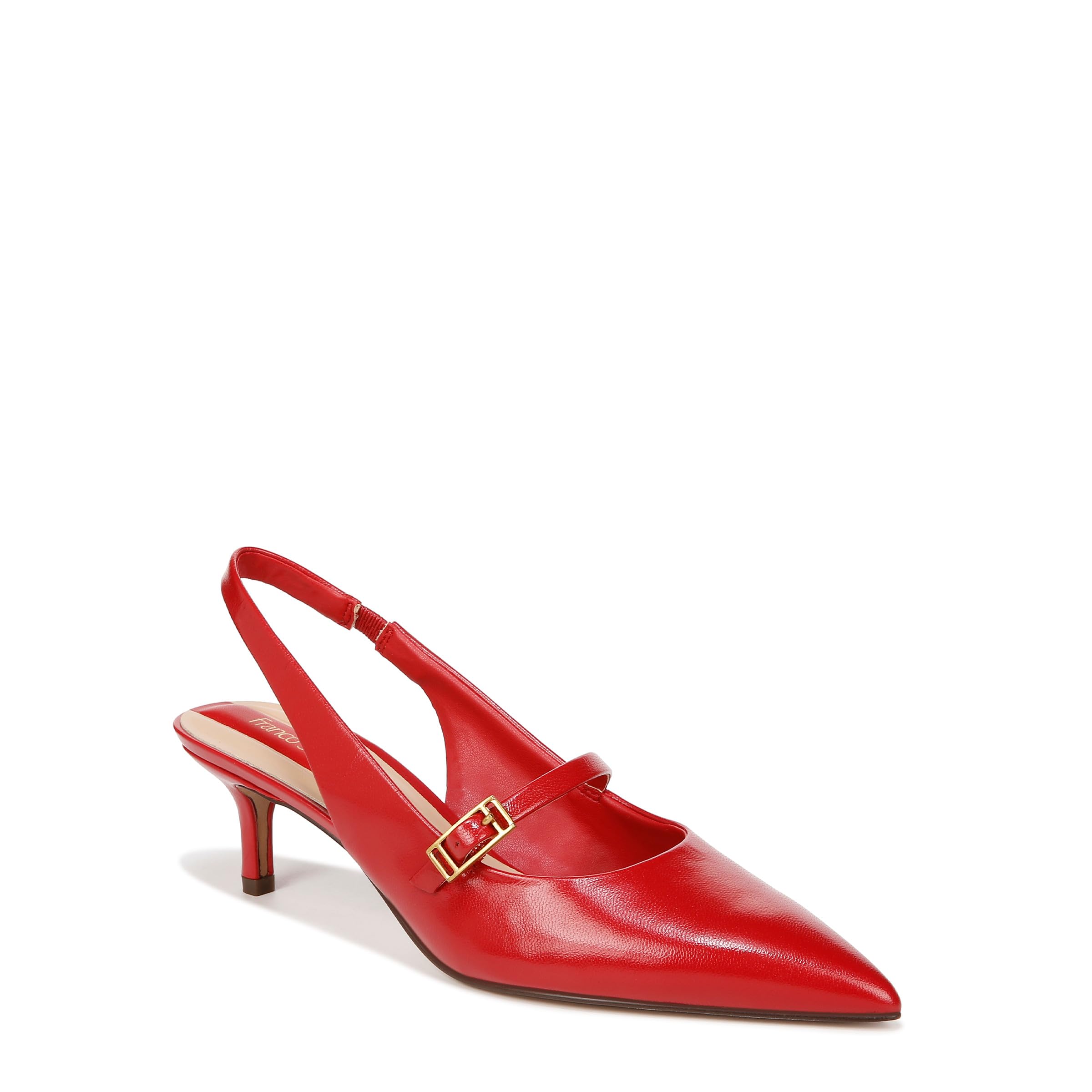 Franco Sarto Womens Khloe Pointed Toe Slingback Kitten Heel Cherry Red Leather 5.5 M