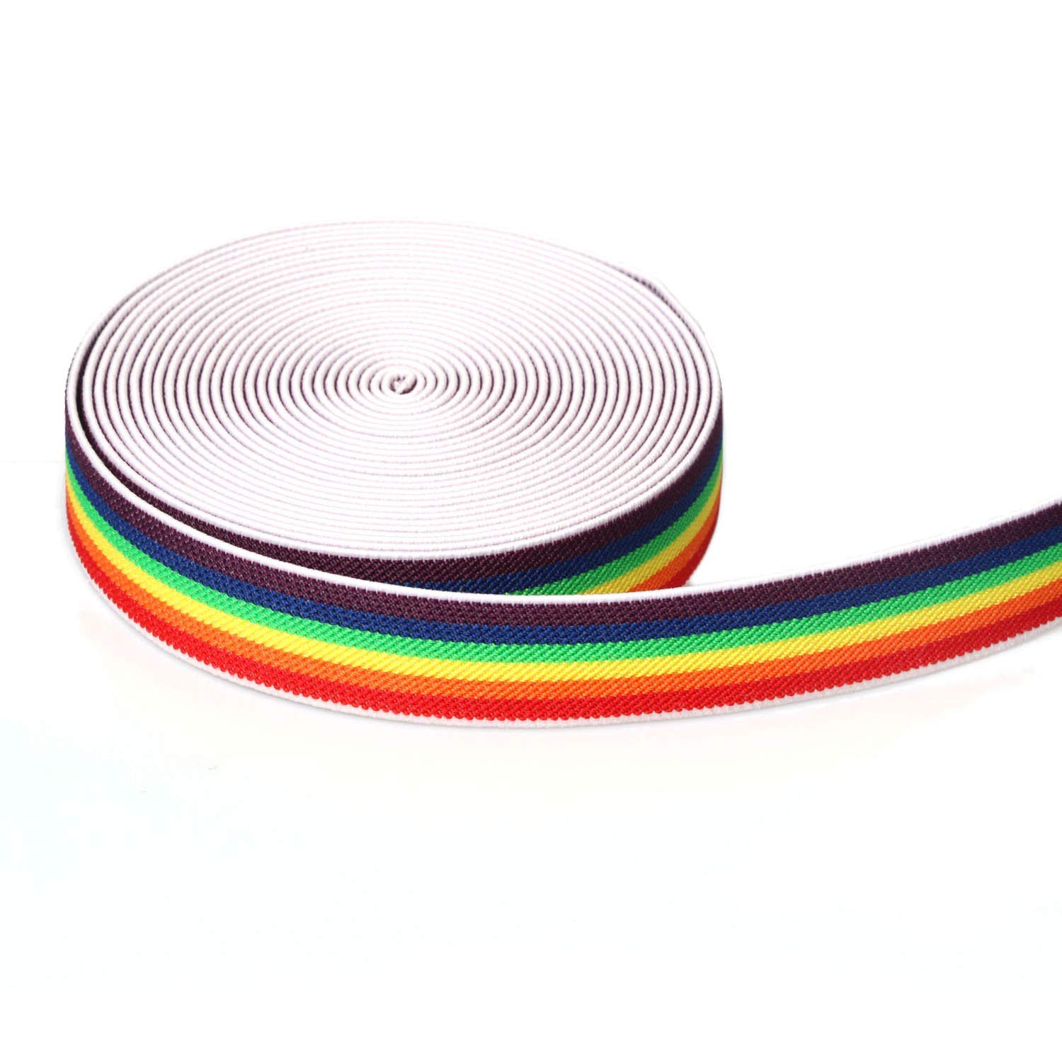 1-inch 5 Yards Elastic Band Rainbow Pattern Waistband Color Stripes Stretchy Belt Sewing