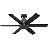 Hunter Fan 44 inch Contemporary Matte Black Indoor/Outdoor Ceiling Fan with 6 Blades (Renewed)
