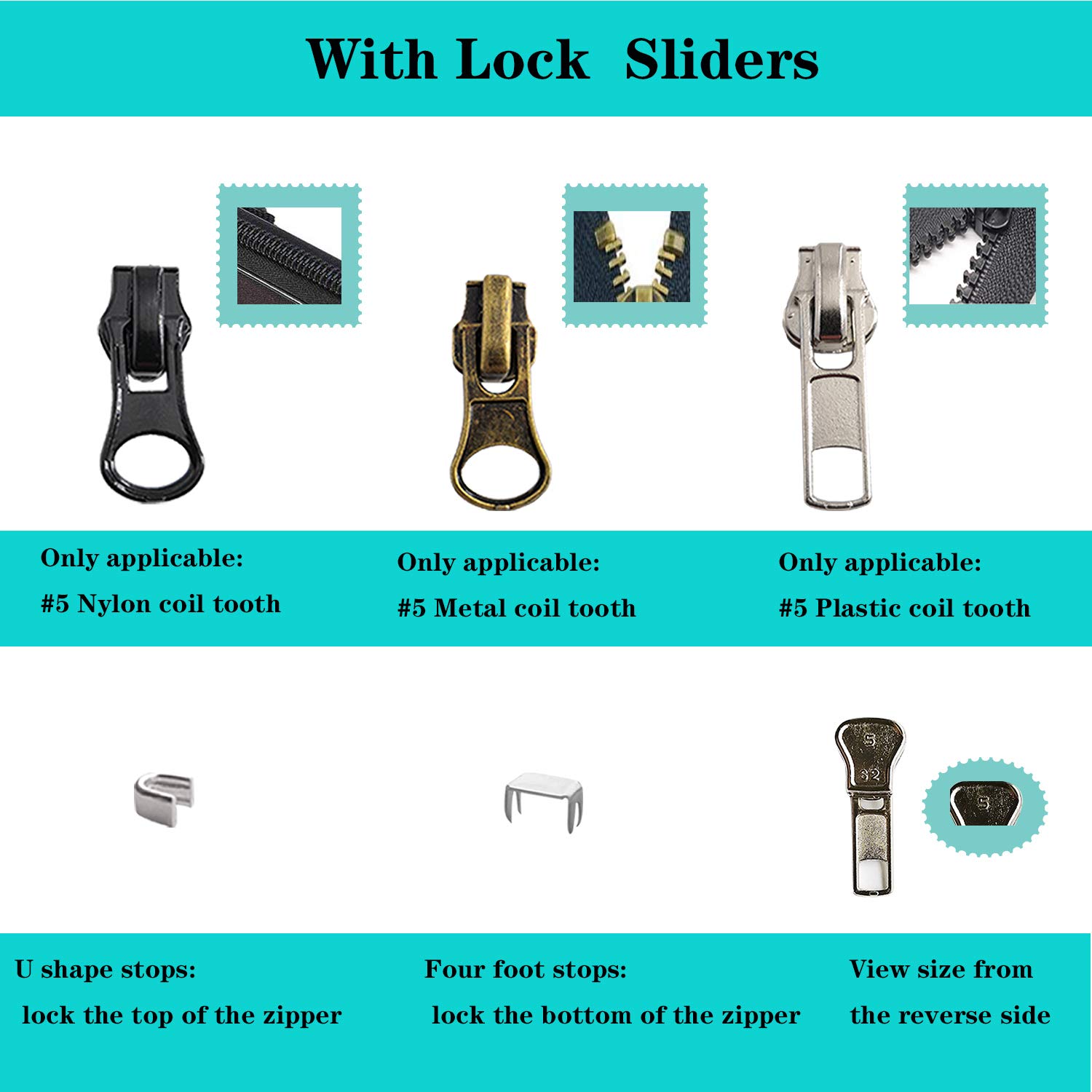 Meikeer 12-Piece #5 Universal Zipper Slider Replacement Kit - Includes Sliders for Easy Repair of Metal, Plastic, and Nylon Coil Luggage, Bags, and Jackets