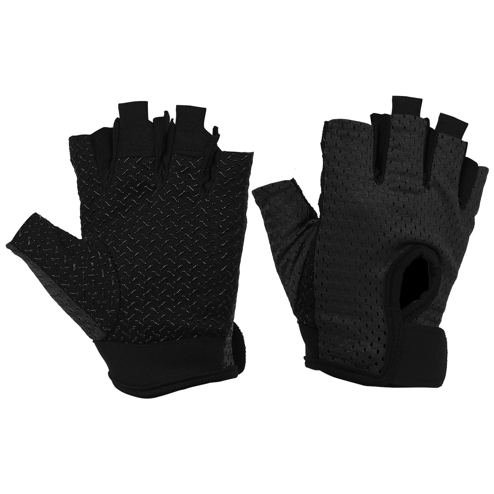PATIKIL Fishing Gloves, 1 Pair Breathable Fingerless Sun Protection Gloves for Men Women Rowing Kayaking Cycling Hiking, Black (M Size)
