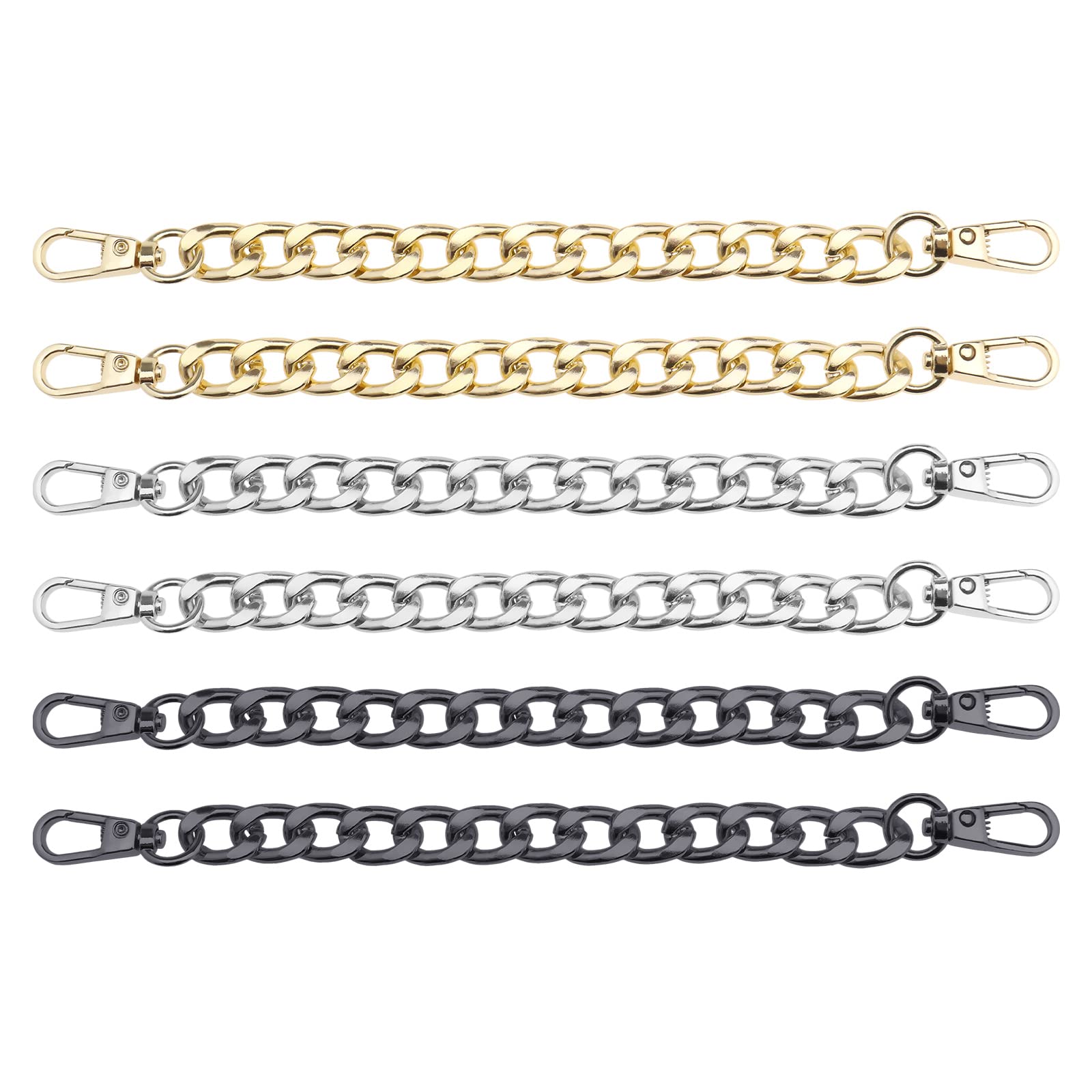 The Lord of the Tools 6pcs Replacement Handbag Chain Strap with Buckles for Handbag Mini Bag Tote Bag Decoration Flat Chain Charms Bag Accessories Aluminum 20cm