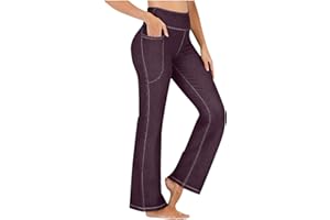 Work Jeans Women Stretchy High Waisted Bootcut Dress Pants with Pockets Pull On Trendy Flare Jeans Comfy Casual Pants