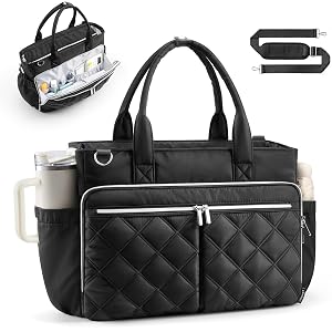 TOPEAST Teacher Tote Bag for Women Quilted Laptop Work Handbag for Travel