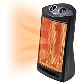 EZ-HEAT 1,500-Watt Radiant Quartz Tower Space Heater with Dual Heating Settings, Adjustable Thermostat, Overheat Protection, 