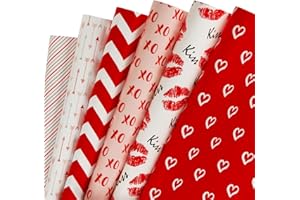 WRAPAHOLIC Wrapping Paper Sheet - Red and Pink Design for Wedding, Valentine's Day, Birthday, Holiday, Baby Shower - 1 Roll Contains 6 Sheets - 17.5 inch X 39.3 inch Per Sheet