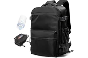 BOXSAM Large Vacuum Travel Backpack with Pump for Women,Airback Personal Item Carry on Backpacks Flight Approved 18x14x8 inches for Men,Laptop Waterproof Work Compression bags Casual Daypack,Black