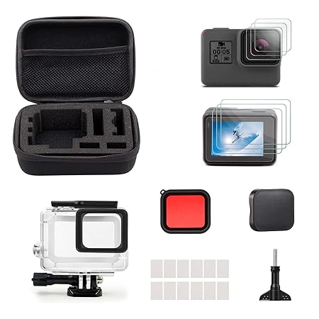 iTrunk 23 in 1 Zubehör Set Kit für GoPro Hero 7 2018 5 6 Wasserdichtes Gehäuse Displayschutz Objektiv Schutz Objektivdeckel R