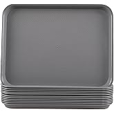 Joyeen Plastic Fast Food Serving Tray, 12 Pack Restaurant Trays, Grey