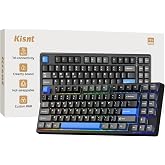 Kisnt KN85 Wireless Mechanical Keyboard, 75% Layout, Bluetooth/2.4GHz/USB-C, Custom RGB Backlit, Hot-Swappable Linear Switch, Creamy Sound for Gaming/Typing (Textured Black)