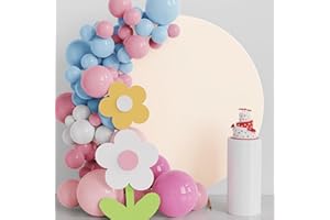 Fomcet Round Backdrop Cover 6.6FT Beige Spandex Wedding Arch Cover Circle Arch Backdrop Cover Fabric for Wedding Ceremony Birthday Party Baby Shower Round Balloon Arch Stand Decoration