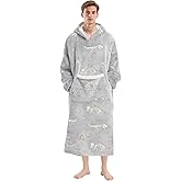 Wearable Blanket Gift for Women & Men Sherpa Flannel Blanket Hoodie Long Warm and Cozy Blanket with Giant Pocket,Glow in the Dark Dinosaur Fossil