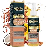 OilnGlow USDA Certified Organic Pure Natural Hydrating Body Oil After Shower With Coconut, Jojoba, Olive & Almond Non-Greasy Moisturizing Oil For Women & Men Dry Skin 5.07 fl oz/150ml-Sandalwood Scent