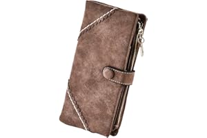 BIRD&FISH Women Vegan Leather Wallet Bifold Clutch Large Capacity Card Organizer Buckle Long Purse for Girls Candy Color