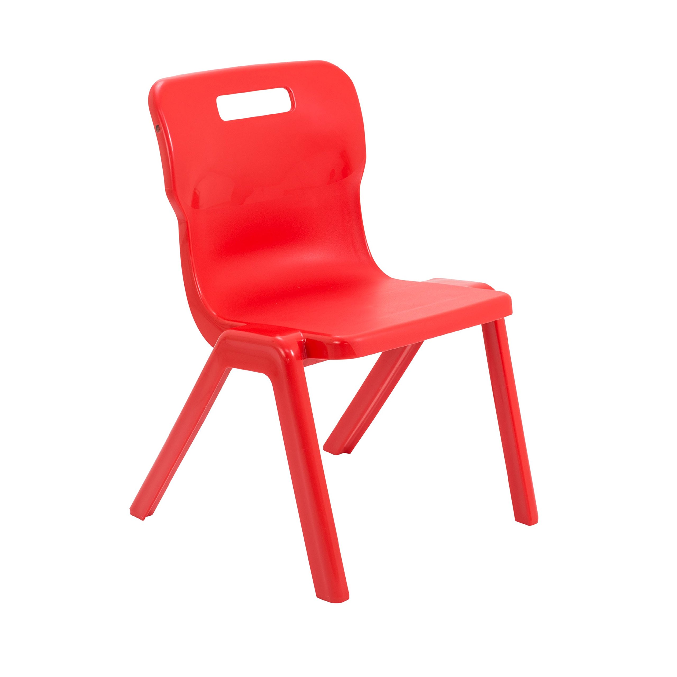 Titan One Piece Classroom Chair, Plastic, Red, Size 5 for Ages 9-13 Years