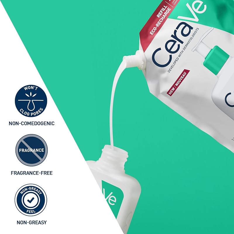 CeraVe Foaming Cleansing Gel Refill, Para Pele Normal a Oleosa, Remove o Excesso de Sebo, Enriquecido com Ceramidas Essenciais, Niacinamida e Ácido Hialurónico, Adequado para Rosto e Corpo, 473 ml