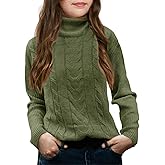 Girls Turtleneck Sweaters Pullover Kids Toddlers Cable Knit Long Sleeve Jumper Tops