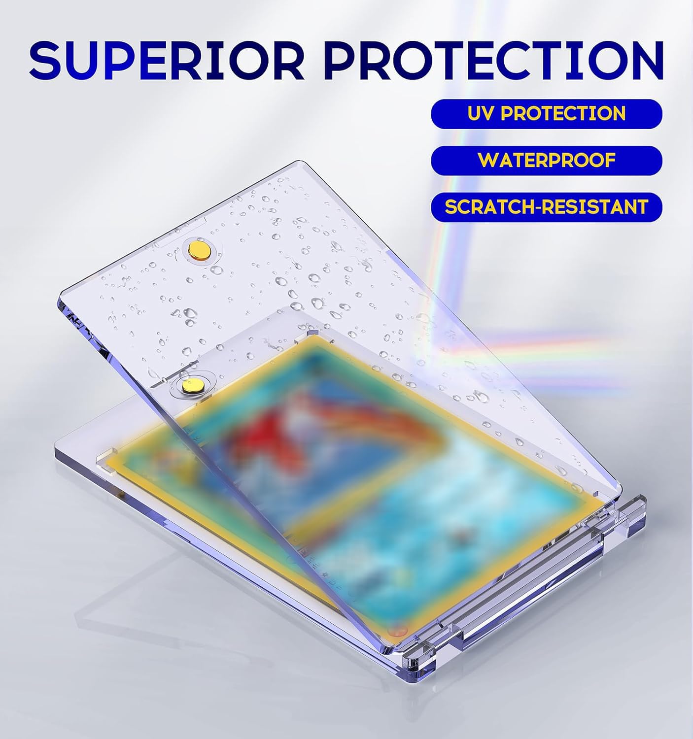 50ct Magnetic Card Holder, 35pt One Card Holder Touch, U-V Protectors Hard Plastic for Trading Cards, Magnet Case, Sports, Game, Football, Baseball Cards Holders