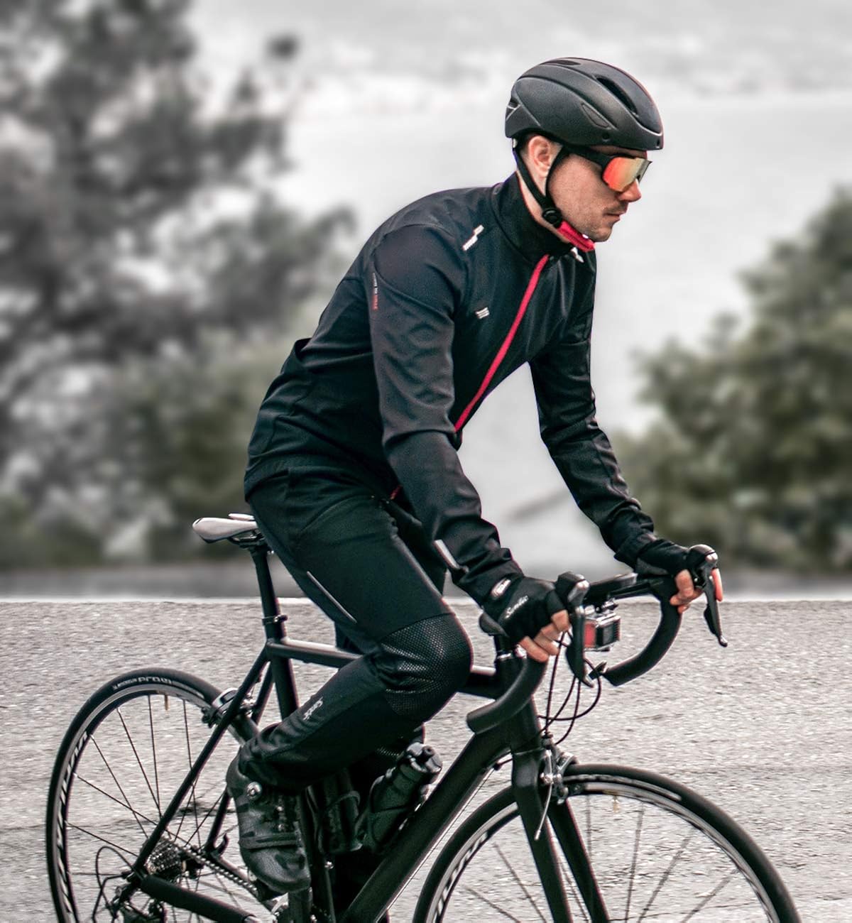 Santic Winter Cycling Jakets for Men Thermal Bike Running Jacket Windproof Breathable Windbreaker : Clothing