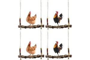 MDAKEGO Chicken Bird Swing,Chicken Perch,Natural Wooden Swing Toys,Wood Stand for Chick,Safe and Relief of Stress,Chicken Coop Accessories,Coop Swing for Chicken Bird,Parrot,Hens (4pcs)
