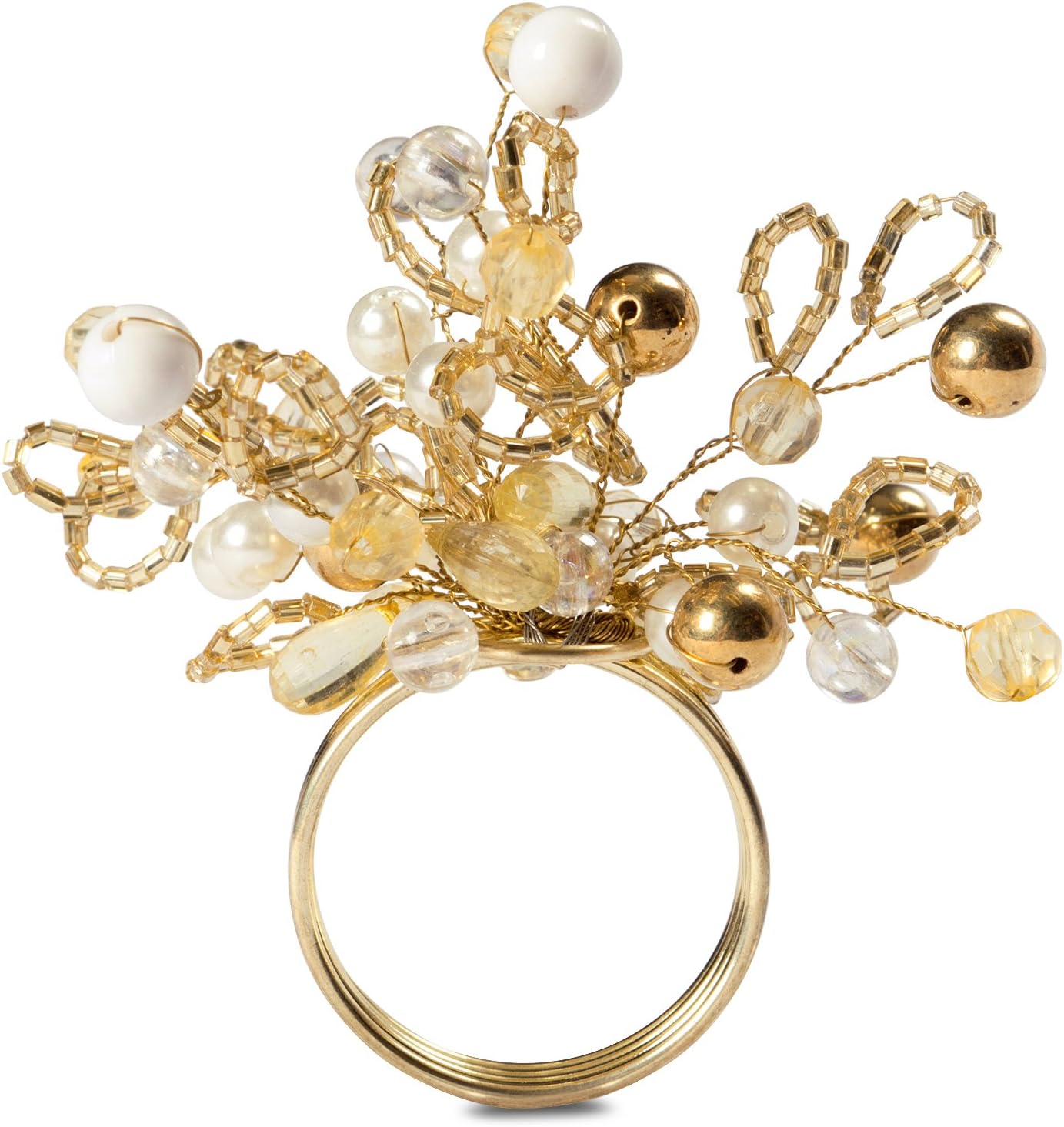 DII Modern Chic Fun Napkin Rings for Dinner Parties, Weddings Receptions, Family Gatherings, or Everyday Use, Set Your Table With Style - Cluster Gold Beads, Set of 6: Industrial & Scientific