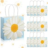 Saypacck 24 Pcs Daisy Paper Gift Bags for Kids Spring Summer Floral Candy Goodie Favor Bags with Handle for Daisy Theme Birthday Party Baby Shower Favor, 6 x 6 x 2.75''