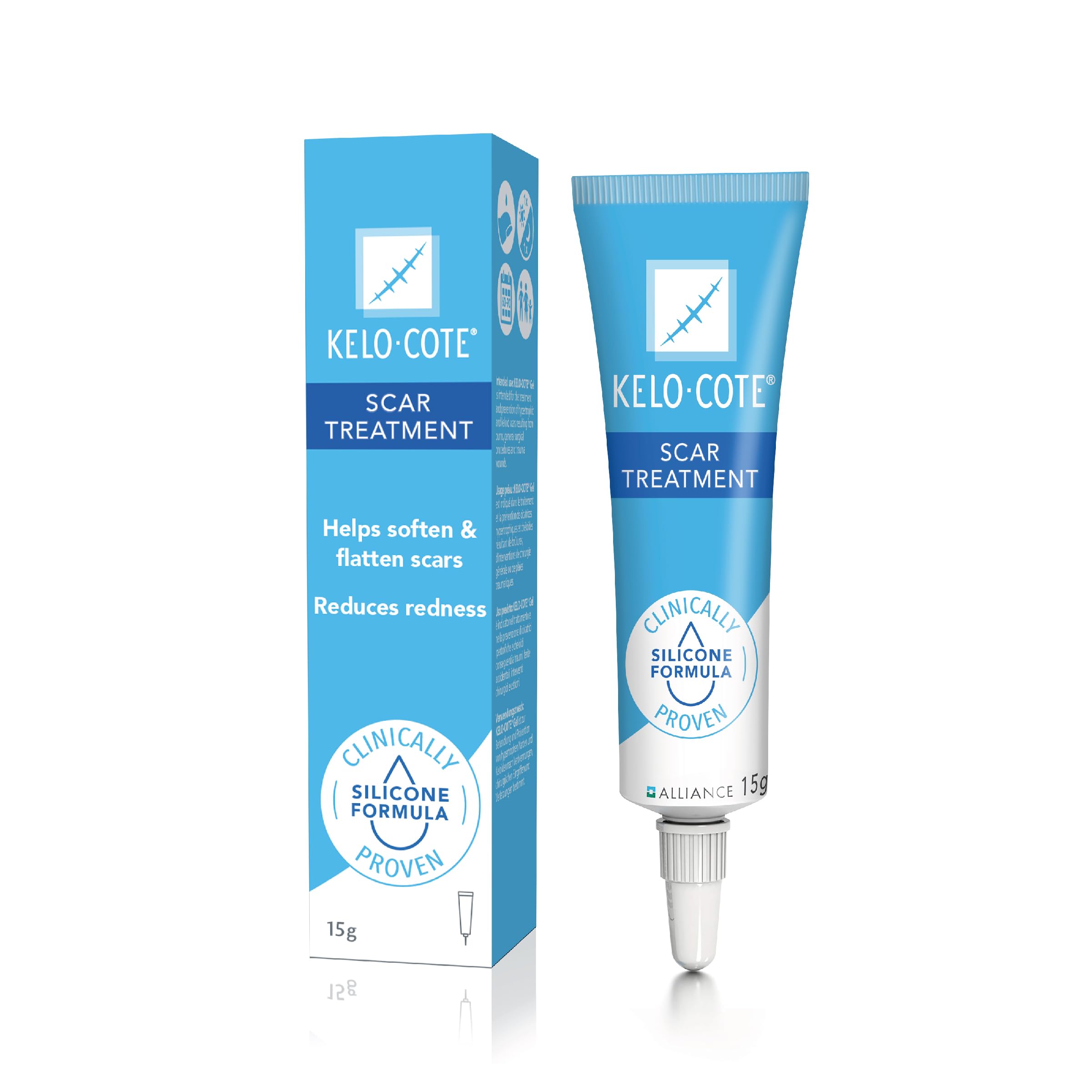 KELO-COTE Scar Gel 15g – Silicone Scar Treatment - Clinically Proven to Reduce Raised Scars - Reduces Redness & Itching, Ideal for Surgical, Burn & Acne Scars - Old & New Scars