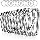 sprookber 3" Aluminum Carabiner D Ring, Caribeener Clips, Spring Snap Hook for Keychain Clip, Set of 10