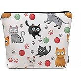 Kalygon Makeup Bag For Purse Cat, Funny Kitten Cat Cute Cats Cosmetic Bags For Women With Zipper Travel Toiletry Pouch Makeup Bags Makeup Organizers Purse For Toiletries Cosmetics