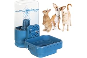 VANNON Small Animal Filter Water Dispenser for Crate, 26oz Water Bottle for Cage, BPA Free and Anti-Overeflow Pet Water Bowl for Small Dogs, Cats and Rabbits, Blue