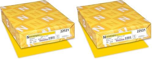 Neenah Wausau Paper 22531 Astrobrights Color Paper, 8.5” x 11”, 24 lb / 89 GSM, Solar Yellow, 500 Sheets (Pack of 2)