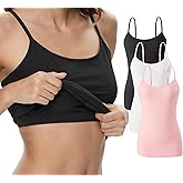 Vislivin Womens Cotton Camisole Adjustable Strap Tank Tops with Shelf Bra Stretch Undershirts