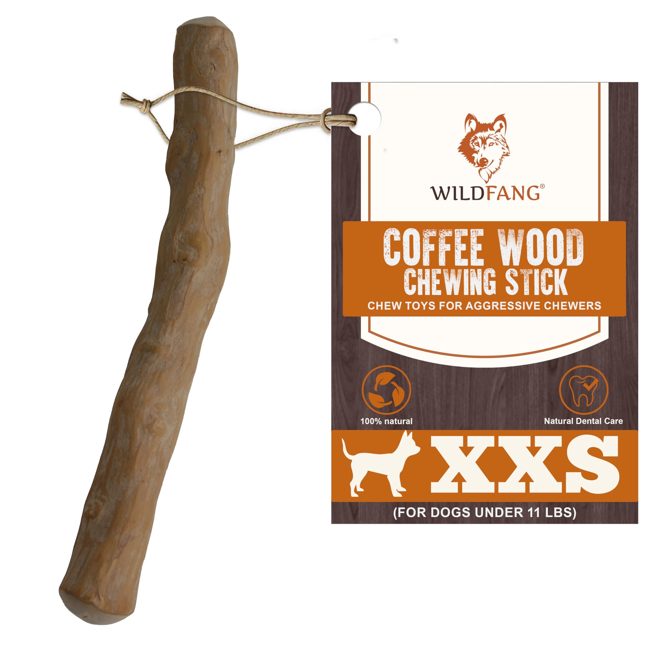 Wildfang® Coffee Wood Dog Chew XXS - Durable Dog Toys for Aggressive Chewers, Dental Stick for Teething Puppy, Training for Chewing Muscles, Coffee Tree Sticks for XX-Small Dogs (Under 5kg)