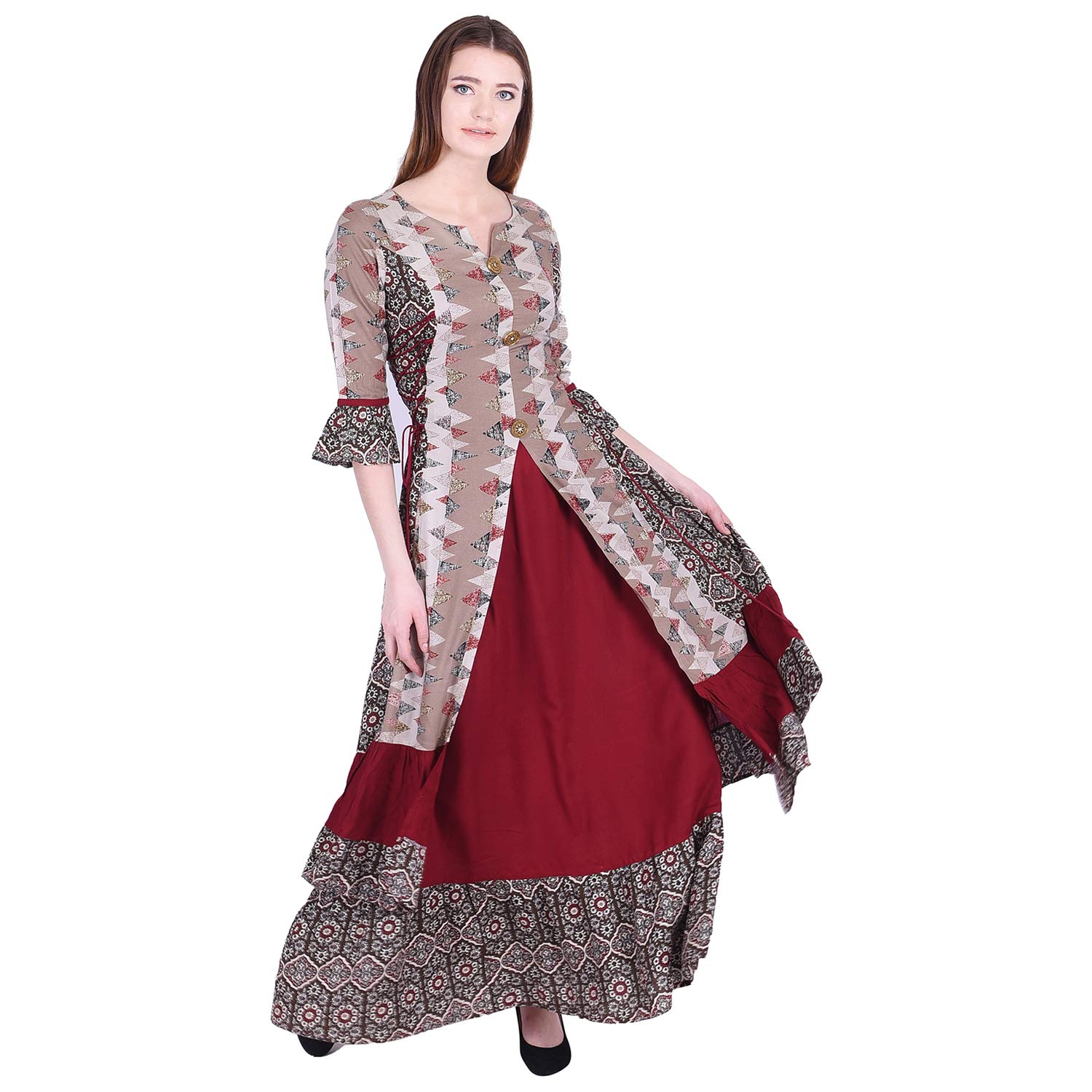 double layer long frock